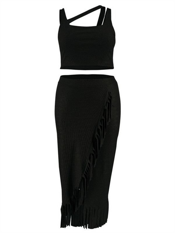 Wmstar lielizmēra divdaļīgs komplekts sievietēm vasarā Sexy Crop garu svārku komplekti Pušķis Ikdienas pieskaņots uzvalks Vairumtirdzniecība Drop Shipping