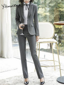 Yitimuceng 2 daļiņu komplekti biroja apģērbam, sieviešu 2023. gada modes pogām, tievs, garām piedurknēm, žaketeņi, kostīmi ar augstu vidukli.