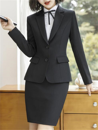 Yitimuceng 2 daļiņu komplekti biroja apģērbam, sieviešu 2023. gada modes pogām, tievs, garām piedurknēm, žaketeņi, kostīmi ar augstu vidukli.