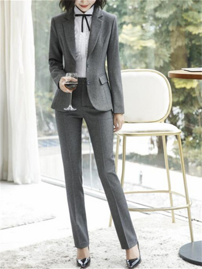 Yitimuceng 2 daļiņu komplekti biroja apģērbam, sieviešu 2023. gada modes pogām, tievs, garām piedurknēm, žaketeņi, kostīmi ar augstu vidukli.