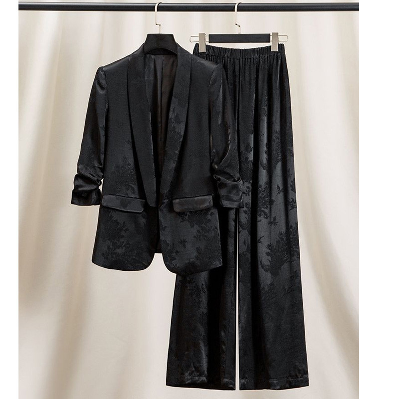 Costume jacquard cu pate de înaltă calitate pentru femei, jachetă, blazer și pantaloni, set 2 piese, ținute asortate, haine de ocazie formală pentru femei