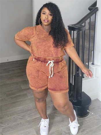 Wmstar Plus Size Two Piece Outfits Γυναικεία ρούχα Σορτς Σετ Στερεά casual μπλούζες και παντελόνια ασορτί σετ Χονδρική Dropshopping