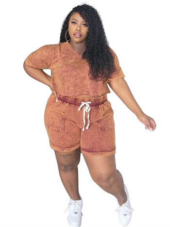 Wmstar Plus Size Two Piece Outfits Γυναικεία ρούχα Σορτς Σετ Στερεά casual μπλούζες και παντελόνια ασορτί σετ Χονδρική Dropshopping