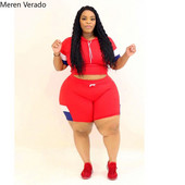 Ljetne ženske trenirke veće veličine, modne majice i kratke hlače u patchworku koji odgovaraju dvama dvodijelnim kompletima aktivnih trenirki