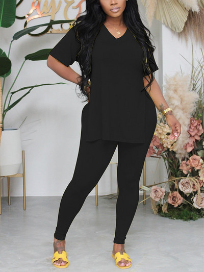 Kétrészes, alkalmi női nappali öltönyök, rövid ujjú ing és vékony nadrág szett