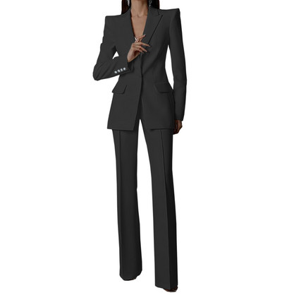 Fehér női öltönyök nadrágok vékony szettek 2 db blézer nadrág egysoros esti parti személyre szabott viselet formális anyaruha