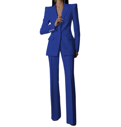 Fehér női öltönyök nadrágok vékony szettek 2 db blézer nadrág egysoros esti parti személyre szabott viselet formális anyaruha