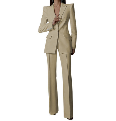 Fehér női öltönyök nadrágok vékony szettek 2 db blézer nadrág egysoros esti parti személyre szabott viselet formális anyaruha