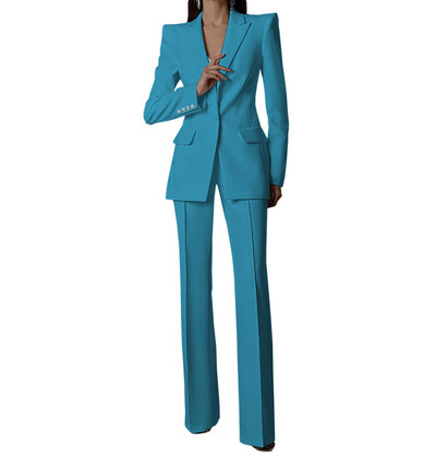 Fehér női öltönyök nadrágok vékony szettek 2 db blézer nadrág egysoros esti parti személyre szabott viselet formális anyaruha