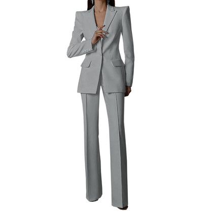 Fehér női öltönyök nadrágok vékony szettek 2 db blézer nadrág egysoros esti parti személyre szabott viselet formális anyaruha