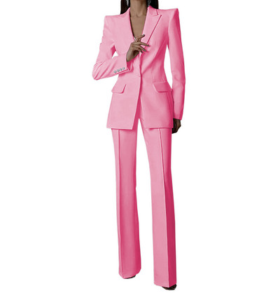 Fehér női öltönyök nadrágok vékony szettek 2 db blézer nadrág egysoros esti parti személyre szabott viselet formális anyaruha