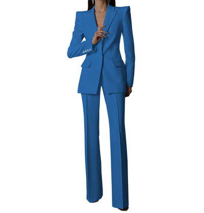 Fehér női öltönyök nadrágok vékony szettek 2 db blézer nadrág egysoros esti parti személyre szabott viselet formális anyaruha