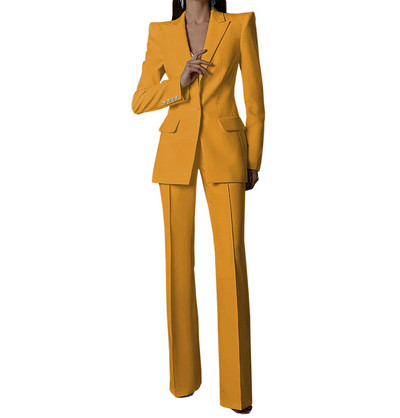 Fehér női öltönyök nadrágok vékony szettek 2 db blézer nadrág egysoros esti parti személyre szabott viselet formális anyaruha