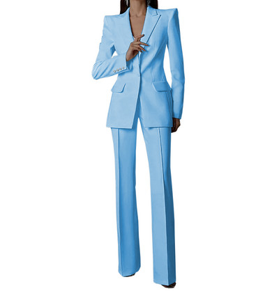 Fehér női öltönyök nadrágok vékony szettek 2 db blézer nadrág egysoros esti parti személyre szabott viselet formális anyaruha