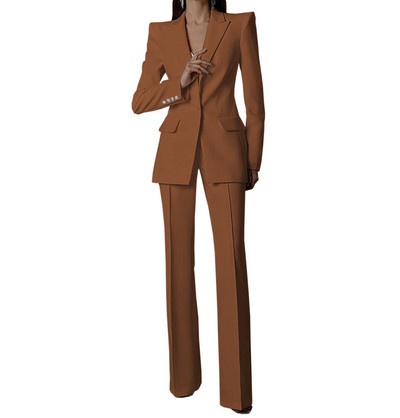 Fehér női öltönyök nadrágok vékony szettek 2 db blézer nadrág egysoros esti parti személyre szabott viselet formális anyaruha