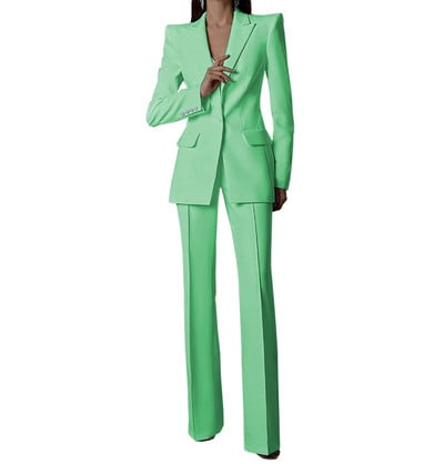 Fehér női öltönyök nadrágok vékony szettek 2 db blézer nadrág egysoros esti parti személyre szabott viselet formális anyaruha