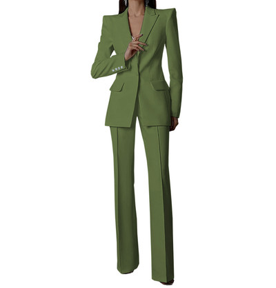 Fehér női öltönyök nadrágok vékony szettek 2 db blézer nadrág egysoros esti parti személyre szabott viselet formális anyaruha