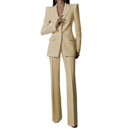 Fehér női öltönyök nadrágok vékony szettek 2 db blézer nadrág egysoros esti parti személyre szabott viselet formális anyaruha