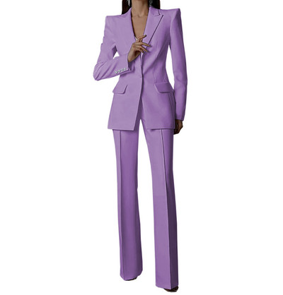 Fehér női öltönyök nadrágok vékony szettek 2 db blézer nadrág egysoros esti parti személyre szabott viselet formális anyaruha