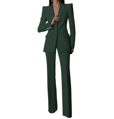 Fehér női öltönyök nadrágok vékony szettek 2 db blézer nadrág egysoros esti parti személyre szabott viselet formális anyaruha