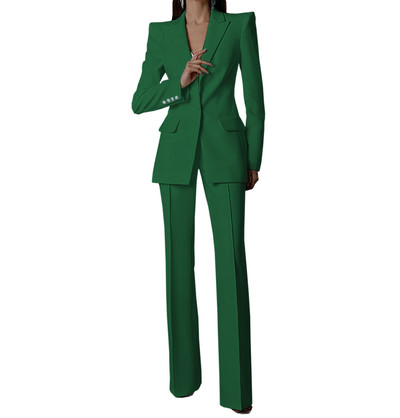 Fehér női öltönyök nadrágok vékony szettek 2 db blézer nadrág egysoros esti parti személyre szabott viselet formális anyaruha