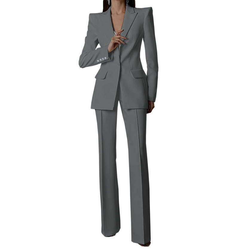 Fehér női öltönyök nadrágok vékony szettek 2 db blézer nadrág egysoros esti parti személyre szabott viselet formális anyaruha