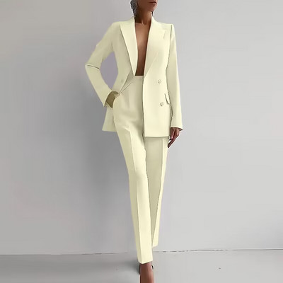 Eleganti piepilsētas karjeras tērpi Modes, atloka apkakles poga, žakete un zīmuļu bikšu komplekti, sieviešu ikdienas uzvalki ar garām piedurknēm, solīdi 2 gab.