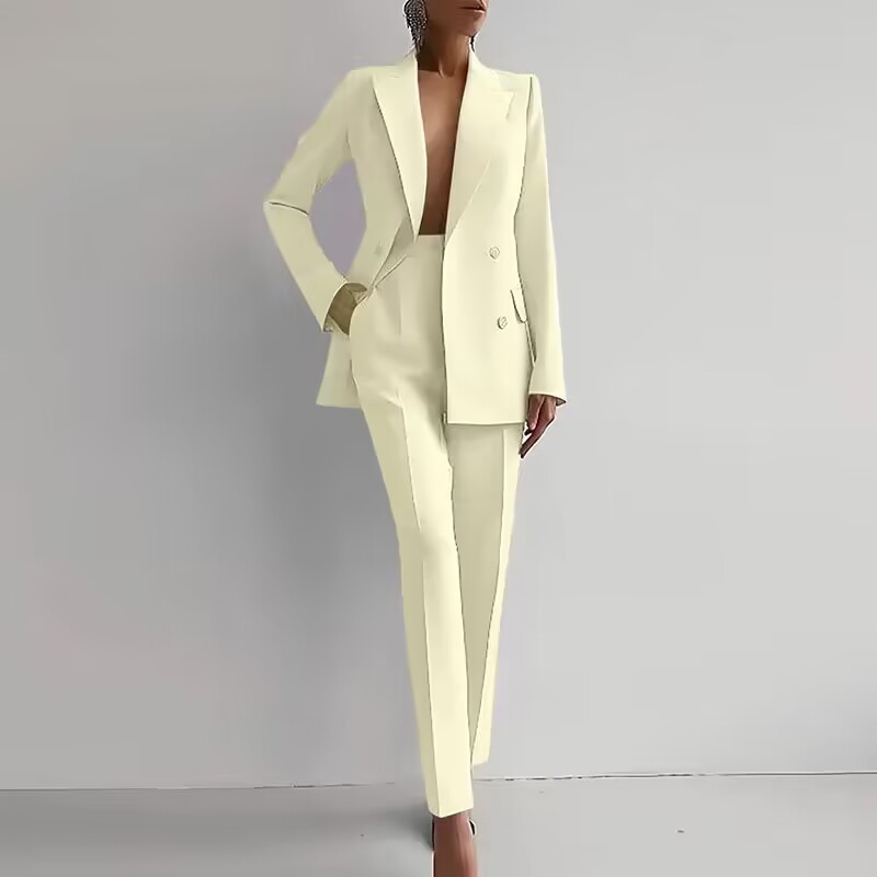 Eleganti piepilsētas karjeras tērpi Modes, atloka apkakles poga, žakete un zīmuļu bikšu komplekti, sieviešu ikdienas uzvalki ar garām piedurknēm, solīdi 2 gab.