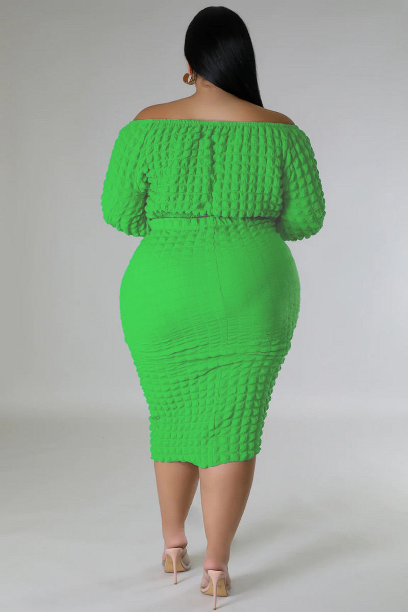 Puff Fabric Moteriškas sijonas su raižyta kakle, didelio dydžio dviejų dalių rinkinys ilgomis rankovėmis marškinėliai aukštu juosmeniu Bodycon sijonas laisvalaikis