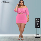 Wmstar Plus Size Skirts Σετ Γυναικείες στολές δύο τεμαχίων Mini Crop Top και φούστα Κομψό ασορτί κοστούμι Νέο χονδρικό Dropshipping