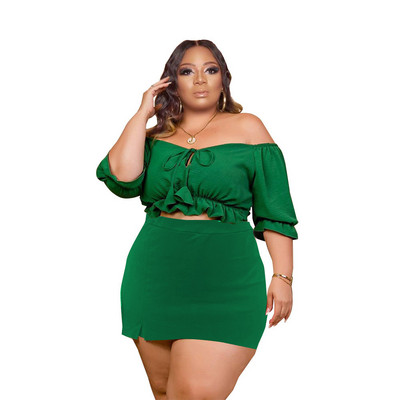 Wmstar Plus Size Skirts Σετ Γυναικείες στολές δύο τεμαχίων Mini Crop Top και φούστα Κομψό ασορτί κοστούμι Νέο χονδρικό Dropshipping