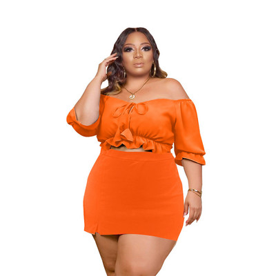 Wmstar Plus Size Skirts Σετ Γυναικείες στολές δύο τεμαχίων Mini Crop Top και φούστα Κομψό ασορτί κοστούμι Νέο χονδρικό Dropshipping