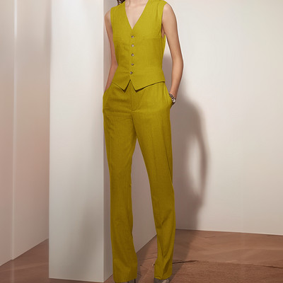 Naiste vabaaja linane 2-osalised ülikonnad, pulmapidu vest, kohandatud suvine linane vest + püksid