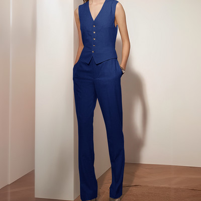 Naiste vabaaja linane 2-osalised ülikonnad, pulmapidu vest, kohandatud suvine linane vest + püksid