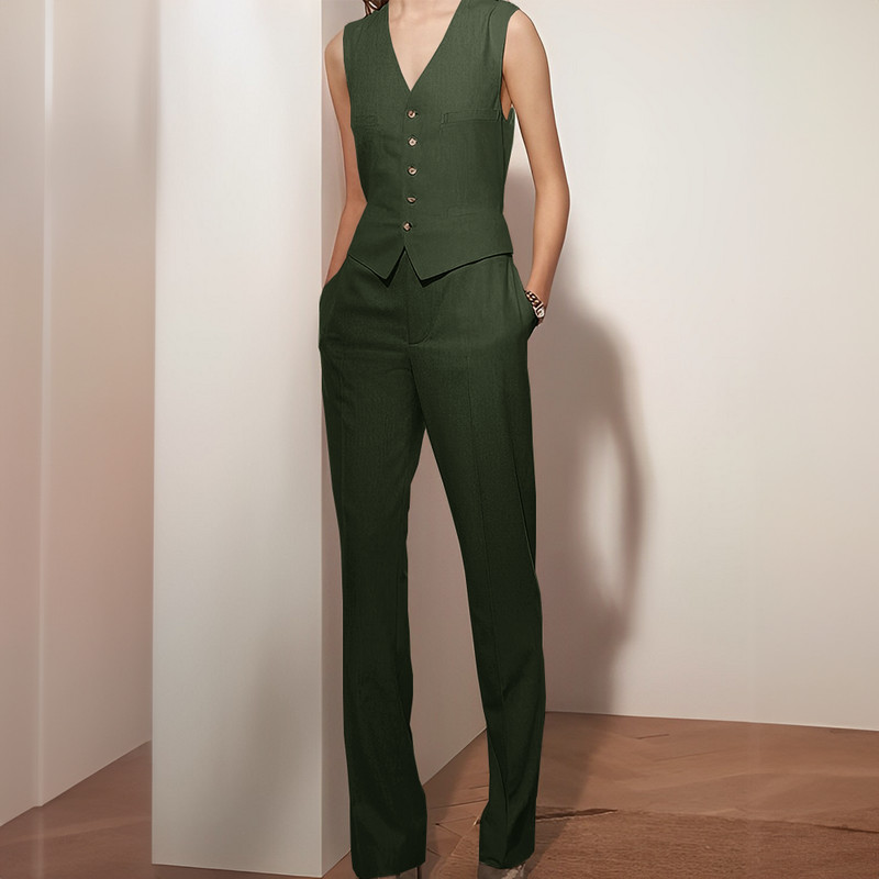 Naiste vabaaja linane 2-osalised ülikonnad, pulmapidu vest, kohandatud suvine linane vest + püksid