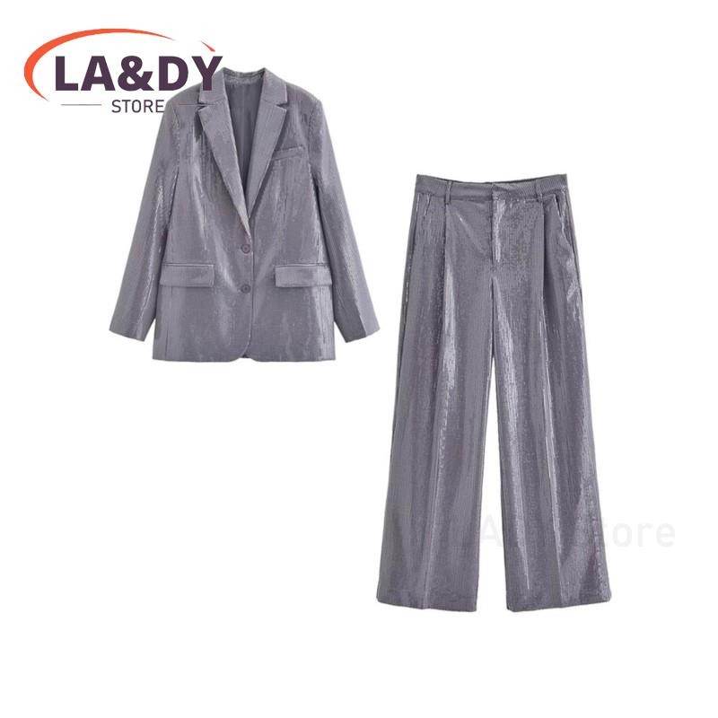 2-osalised komplektid, naiste 2024. aasta moodne litrid, pikkade varrukatega kontorimantel, naiste bleiser ja peopüksid.