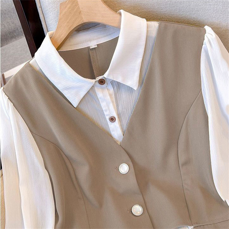 Korea Slim Patchwork Spordidressid Suure varrukatega särk Capris Kõrge vöökohaga ülikond püksid, 2 tükki Komplektid vabaaja rõivad