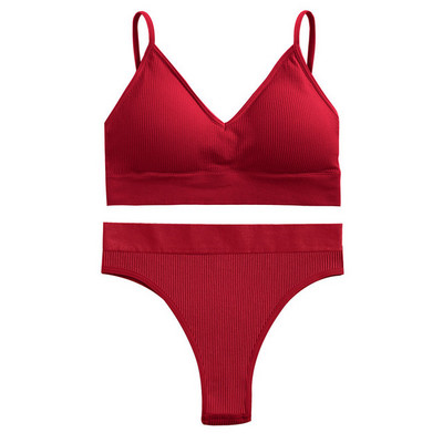 2 DB Zökkenőmentes fehérnemű szett női melltartó szett vezeték nélküli bralette fehérnemű szexi magas derekú bugyi pamut fehérnemű női szett