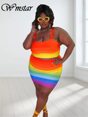 Wmstar Liela izmēra kleitu komplekti Sieviešu apģērbi Divdaļīgs komplekts Vestes augšdaļa un svārki svītraini vasaras jauni tērpi vairumtirdzniecība dropshipping