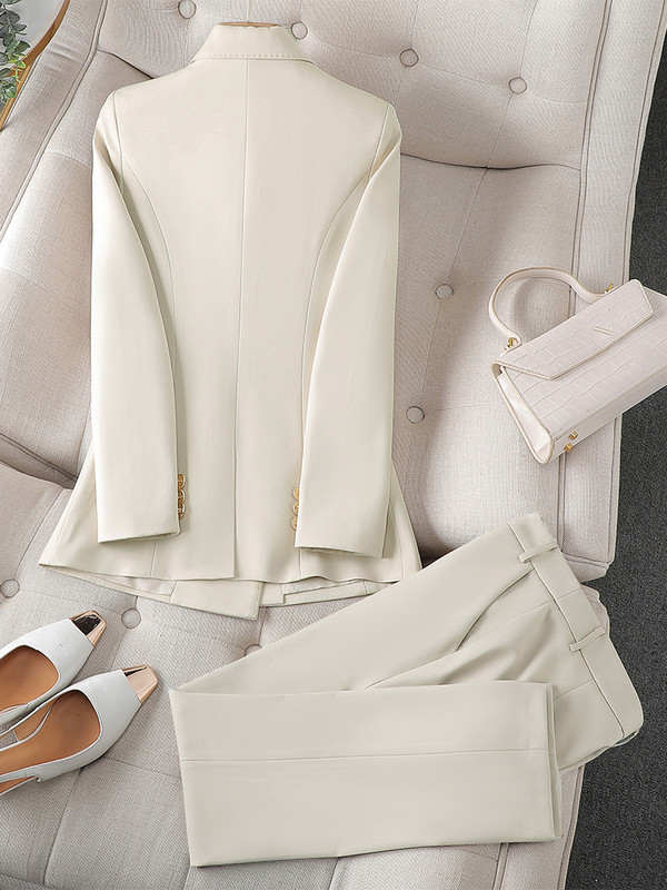 Kiváló minőségű irodai női nadrágkosztüm, egyszínű női munkaruházat blézer dzseki és nadrág női formális 2 részes készletek