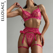 Ellolace iedomātā apakšveļa Sirds formas izšuvumi Apakšveļa Volāns Prievīte Biksu komplekti Skaties cauri Luxury Lace Fairy Intimate