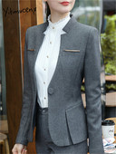 Yitimuceng costume solide pentru femei Seturi de birou 2023 la modă cu mânecă lungă cu un singur buton Blazere largi, elegante, cu talie înaltă, cu pantaloni