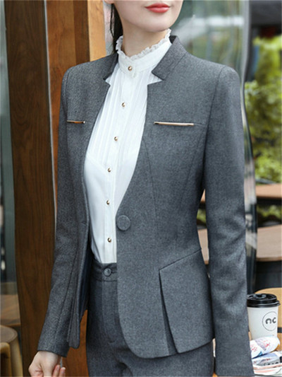 Yitimuceng costume solide pentru femei Seturi de birou 2023 la modă cu mânecă lungă cu un singur buton Blazere largi, elegante, cu talie înaltă, cu pantaloni