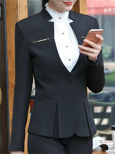 Yitimuceng costume solide pentru femei Seturi de birou 2023 la modă cu mânecă lungă cu un singur buton Blazere largi, elegante, cu talie înaltă, cu pantaloni