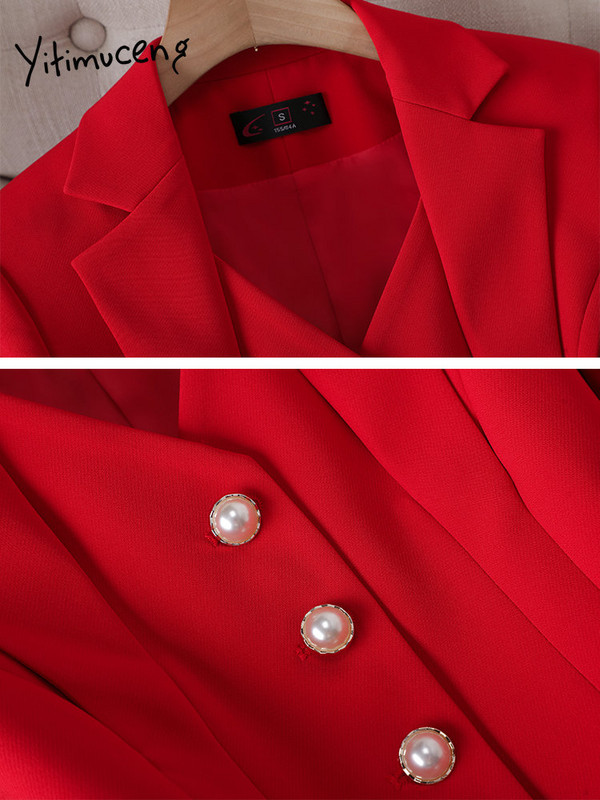 Yitimuceng solīdi sieviešu uzvalki, 2023. gada modes biroja sieviešu žakete ar garām piedurknēm, sieviešu eleganti, plāni uzvalki bikses