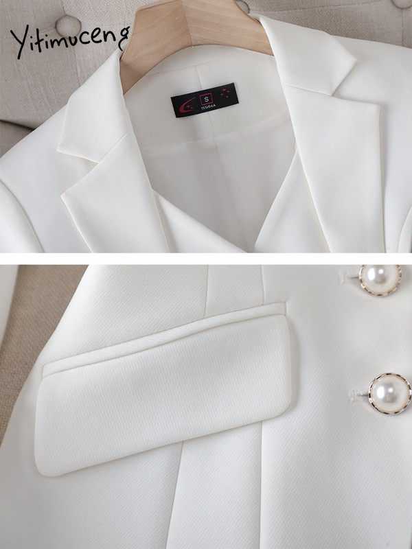Yitimuceng solīdi sieviešu uzvalki, 2023. gada modes biroja sieviešu žakete ar garām piedurknēm, sieviešu eleganti, plāni uzvalki bikses