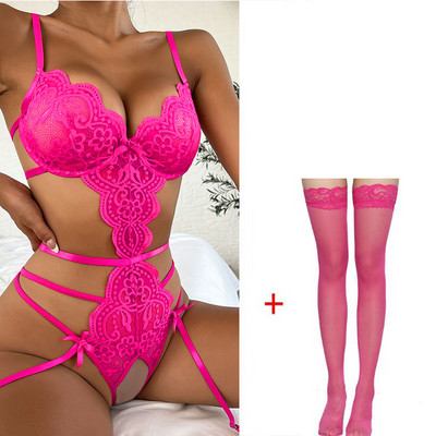 Pitsist Babydoll Erotic Rinnahoidja Stringid Sukapaelad Naiste pesu Seksikas aluspesu komplekt Porno seks Kostüümid Läbipaistvad rinnahoidjad aluspüksid