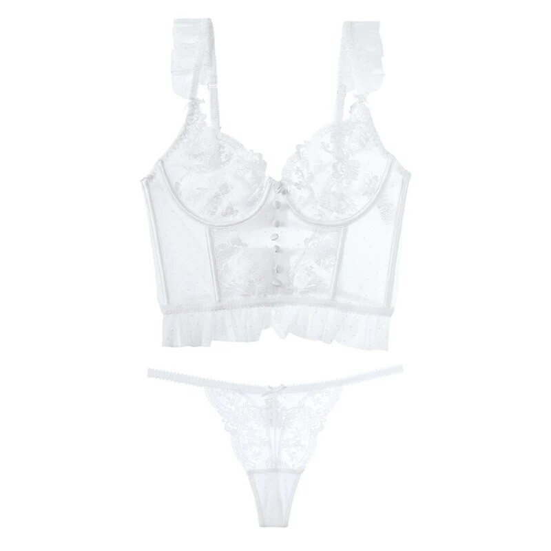 ACELANDY Francusko donje rublje Seksi ženski set donjeg rublja Push Up grudnjak Čipkani prozirni kompleti grudnjaka Vjenčano tanko donje rublje