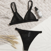 Jednobojni ženski grudnjak, komplet donjeg rublja od 2 komada, dvodijelni ženski grudnjak s tankim naramenicama + komplet bešavnih gaćica