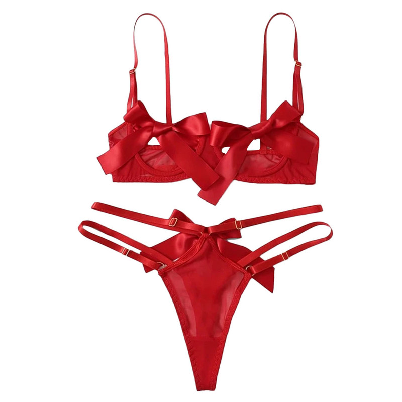 Set de lenjerie sexy din dantelă Lenjerie de corp pentru femei Seturi de sutien transparent pentru petrecere Sutien de lenjerie din dantelă + Set tanga scobită Set de lenjerie intimă кружев
